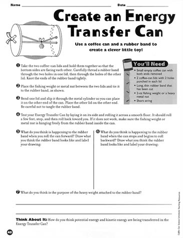 An activity called 'Create an Energy Transfer Can.'