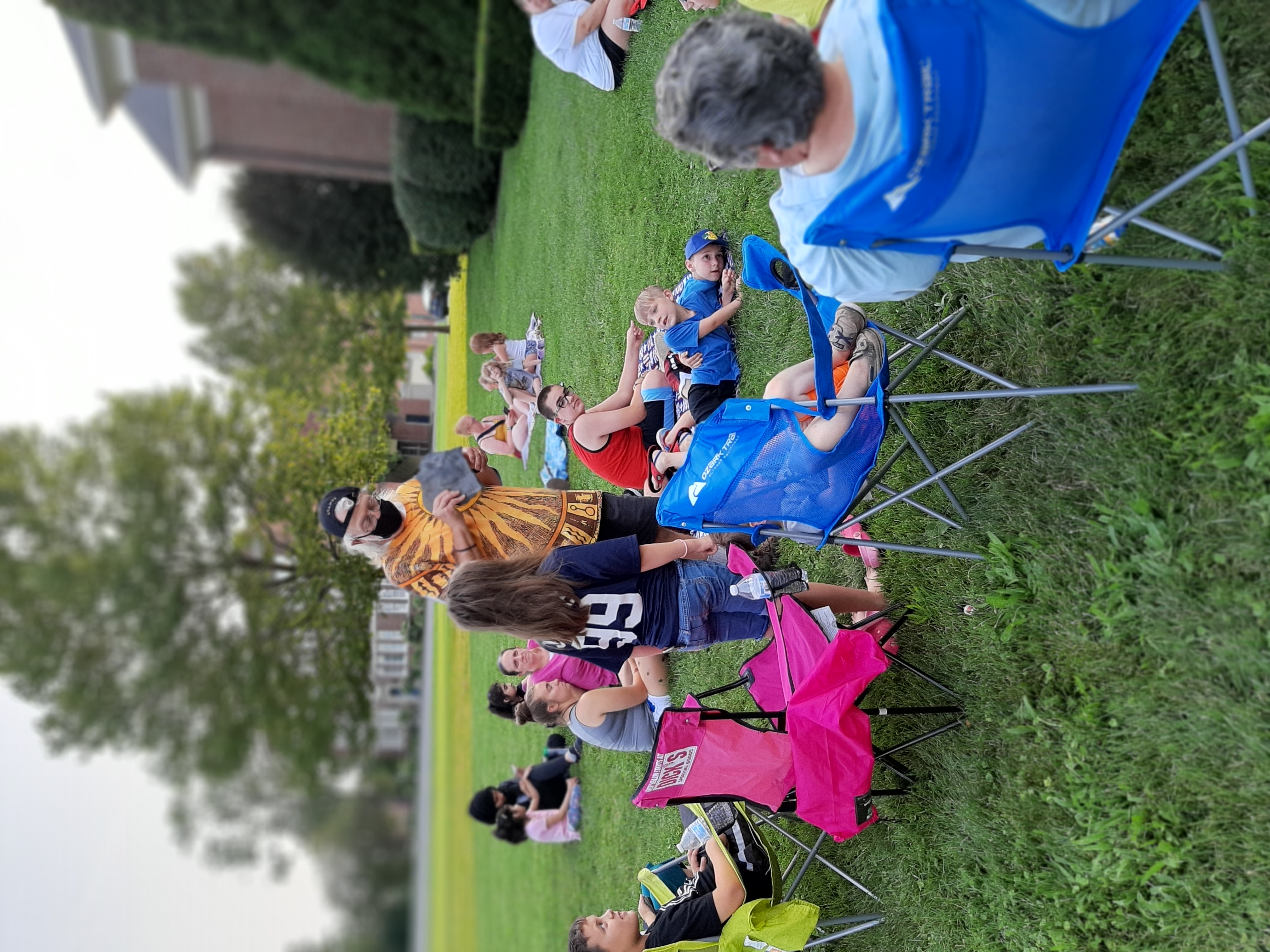 Performing outdoors at the Seneca Falls Public Library in 2021.